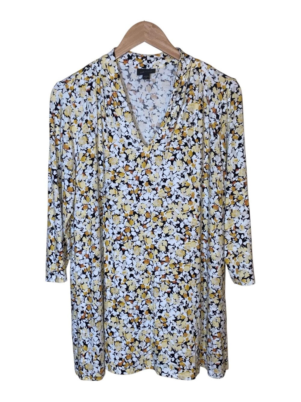 J. Jill Wearever Collection Women's Stretch Top Size M White Yellow Black Rayon